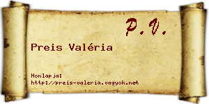 Preis Valéria névjegykártya
